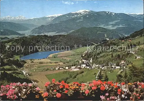 St Urban Kaernten am Urbanseemit Gerlitzen Dobratsch und Julische Alpen Kat. St. Urban