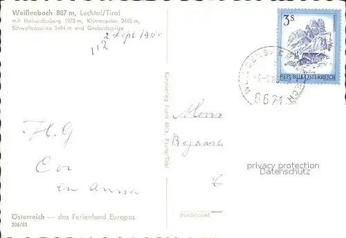 Weissenbach Lech mit Hallanderberg Klimmspitze Schwellen und Grubachspitze Kat. Weissenbach am Lech