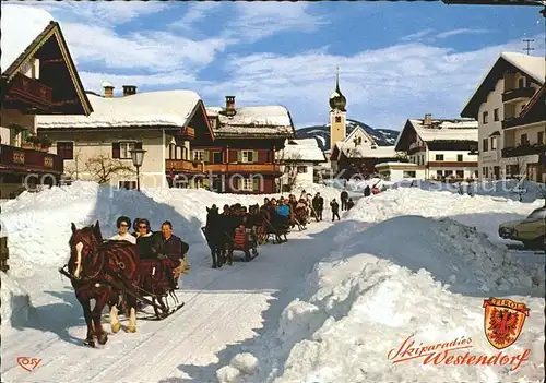 Westendorf Tirol Dorfpartie Pferdeschlittenfahrt Kat. Westendorf