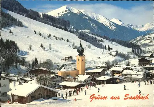 Saalbach Hinterglemm mit Zwoelferkogel Kat. Saalbach Hinterglemm