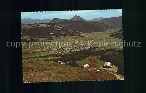 St Johann Tirol Totalansicht Alpengasthof Angerer Alm mit Harschbuehel Gondelbahn Kat. St. Johann in Tirol