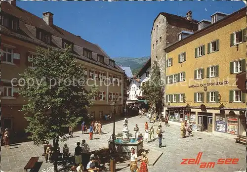 Zell See Fussgaengerzone Stadtplatz mit Kastnerturm Kat. Zell am See