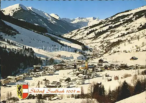 Saalbach Hinterglemm mit Zwoelferkogel und Talschluss Kat. Saalbach Hinterglemm