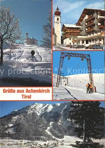 Achenkirch Kirche Dorfpartie Schlepplift Totalansicht Kat. Achenkirch am Achensee