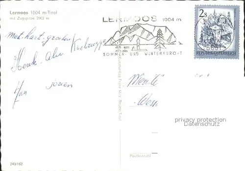 Lermoos Tirol mit Zugspitze Kat. Lermoos