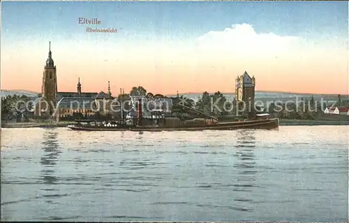 Eltville Rhein Rheinansicht Dampfer Kat. Eltville am Rhein