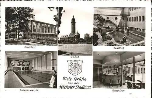 Hoechst Main Stadtbad Schwimmhalle Lichthof Milchbar Schloss Kat. Frankfurt am Main