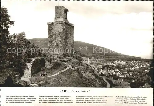 Falkenstein Taunus Burg Falkenstein Gedicht O Wanderer hoere Kat. Koenigstein im Taunus