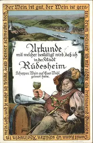Ruedesheim Rhein Urkunde Rhein Kat. Ruedesheim am Rhein