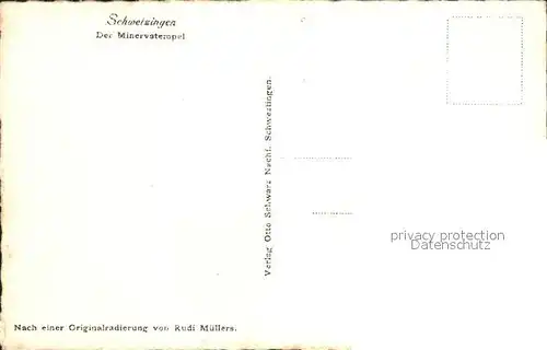Schwetzingen Minervatempel Neujahrskarte nach Originalradierung Rudi Muellers Kat. Schwetzingen