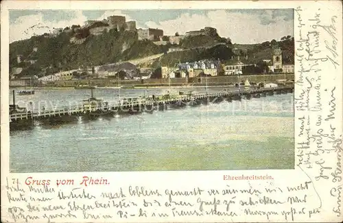 Koblenz Rhein Schiffsbruecke Festung Ehrenbreitstein Kat. Koblenz