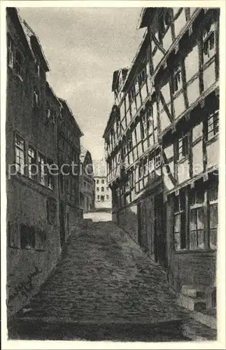 Schlitz Stadtberg Rathaus Fachwerkhaus Kohlezeichnung von K. Winkel Kuenstlerkarte Kat. Schlitz