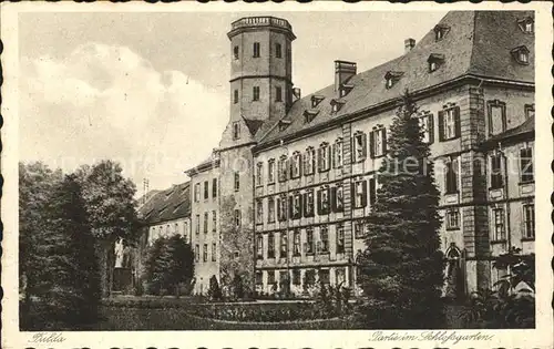Fulda Partie im Schlossgarten Schloss Kupfertiefdruck Kat. Fulda