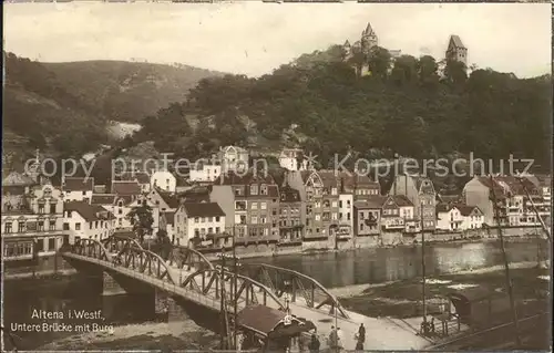 Altena Lenne Untere Bruecke mit Burg Kat. Altena