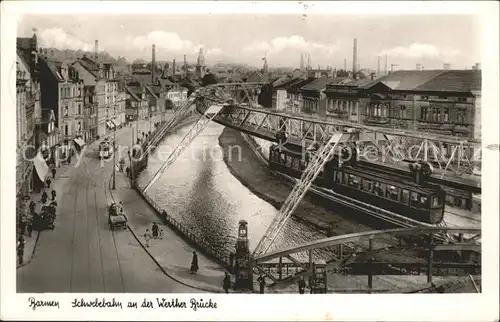 Barmen Wuppertal Schwebebahn an der Werther Bruecke Kat. Wuppertal