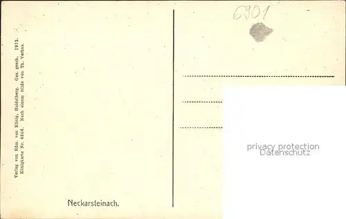 Neckarsteinach Burg Koenigkarte Nr 4366 nach einem Bilde von Th. Verhas Kuenstlerkarte Kat. Neckarsteinach