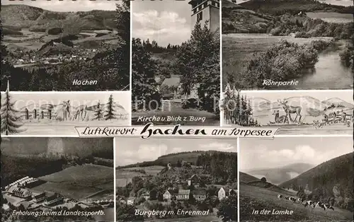 Hachen Sauerland Kirche Burg Erholungsheim Roehrpartie Lamke Ehrenmal Kat. Sundern (Sauerland)