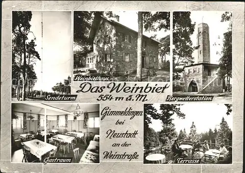 Gimmeldingen Weinbiethaus Schutzhuette Pfaelzerwald Verein Sendeturm Bergwetterstation Bromsilber Kat. Neustadt an der Weinstr.