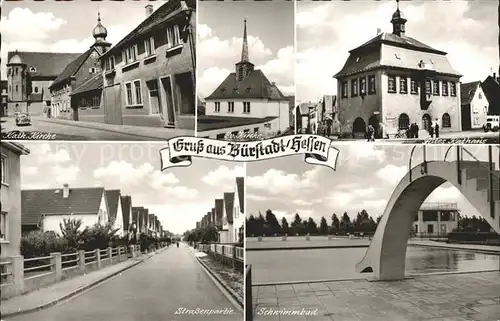 Buerstadt Schwimmbad Rathaus  Kat. Buerstadt