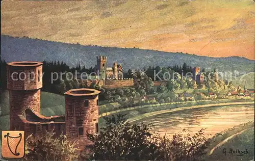 Neckarsteinach Burg Schadeck Kuenstlerkarte Kat. Neckarsteinach