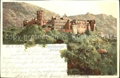 Heidelberg Neckar Schloss Kuenstlerkarte Kat. Heidelberg
