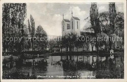 Offenbach Main Friedrich Ring mit St. Josefs Kirche Kat. Offenbach am Main