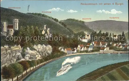 Neckarsteinach mit seinen 4 Burgen Kat. Neckarsteinach