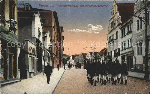 Darmstadt Alexanderstrasse mit Infanteriekaserne Kat. Darmstadt