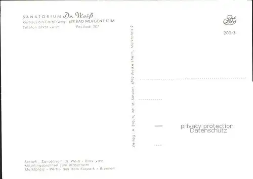 Bad Mergentheim Sanatorium Dr. Weiss Kat. Bad Mergentheim