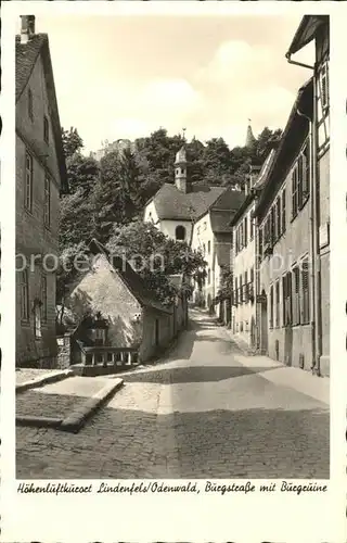 Lindenfels Odenwald Burgstrasse mit Burgruine Kat. Lindenfels