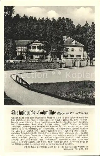 Koeppern Taunus Hotel Pension Zur Historischen Lochmuehle  Kat. Friedrichsdorf