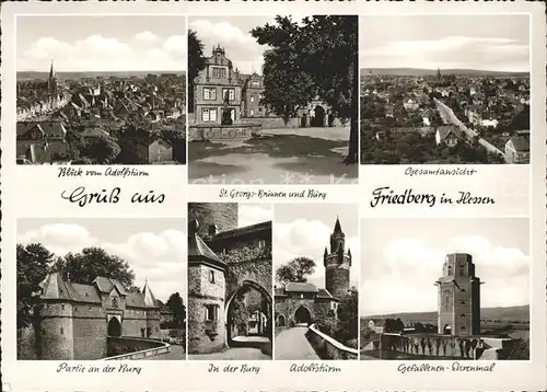 Friedberg Hessen Sankt Georgs  Brunnen Adolfsturm Gefallenen  Ehrenmal Kat. Friedberg (Hessen)