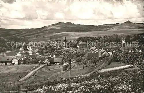 Gersfeld Rhoen mit Wachtkueppel Panorama Kat. Gersfeld (Rhoen)