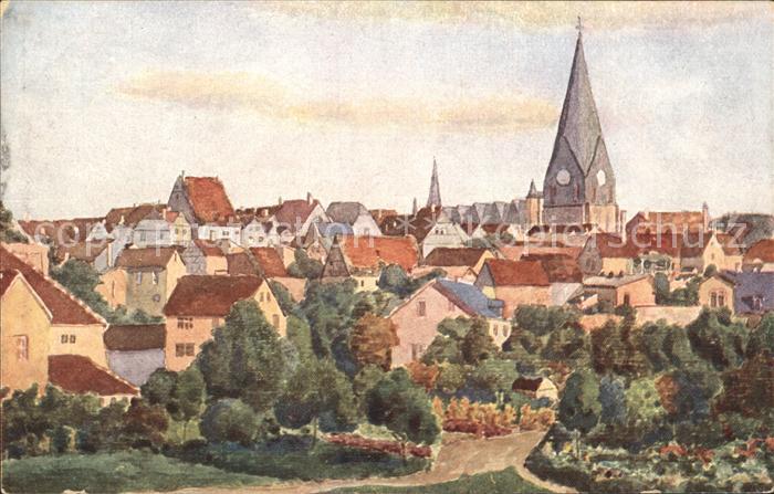 Friedberg Hessen Blick von der Vorstadt zum Garten Kuenstlerkarte Kat