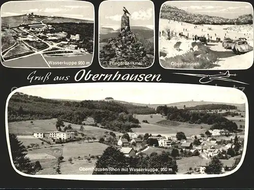 Obernhausen mit Wasserkuppe und Fliegerdenkmal Kat. Gersfeld (Rhoen)
