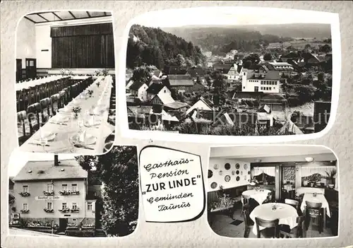 Gemuenden Taunus Ortsblick Gasthaus Pension Zur Linde Gaststube Speisesaal Kat. Weilrod