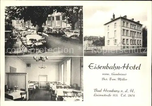 Bad Homburg Eisenbahn Hotel Freiterrasse Gastraum Kat. Bad Homburg v.d. Hoehe