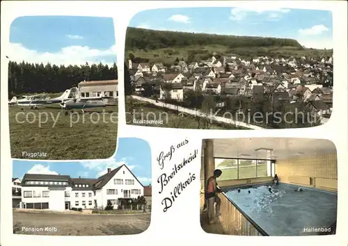 Breitscheid Hessen Flugplatz Ortsansicht Pension Kolb Hallenbad Kat. Breitscheid