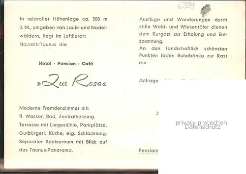 Nauroth Heidenrod Ortsansicht Landschaft Cafe Pension Zur Rose Gaststube Kat. Heidenrod