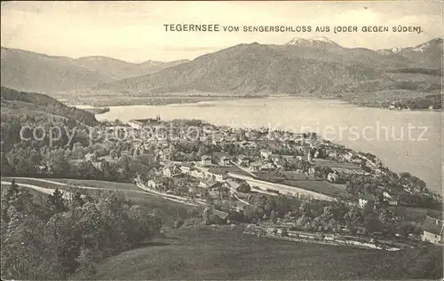 Tegernsee Blick vom Sengerschloss Kat. Tegernsee