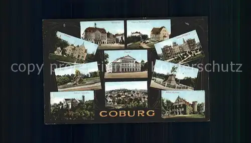 Coburg Volksbad Marktplatz Veste Brunnen Theater Denkmal Herzog Ernst Schloss Callenberg und Rosenau Kat. Coburg