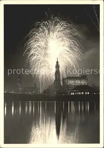 Dresden Hofkirche Feuerwerk Kat. Dresden Elbe