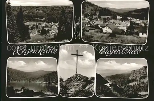 Regenhuette Bayerisch Eisenstein Panorama Seepartie Gipfelkreuz  Kat. Bayerisch Eisenstein