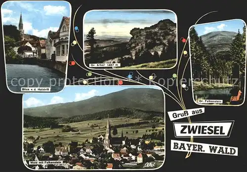 Zwiesel Niederbayern Blick vom Holztritt Gr Arber Falkenstein Panorama Kat. Zwiesel