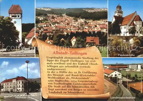 Tailfingen Albstadt Peterskirche Pauluskirche Rathaus Landessportschule Total Kat. Albstadt