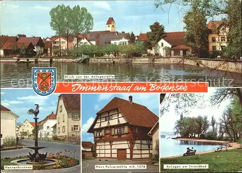 Immenstaad Bodensee Anlegestelle Hennenbrunnen Haus Pulvermuehle Strandbad Kat. Immenstaad am Bodensee