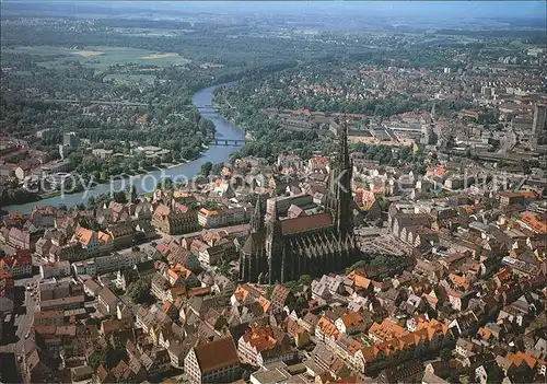 Ulm Donau mit Muenster Fliegeraufnahme Kat. Ulm