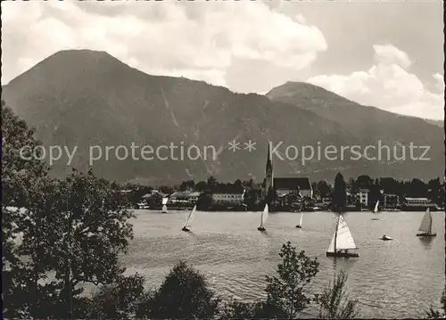 Rottach Egern Partie am Tegernsee mit Wallberg und Setzberg Kat. Rottach Egern