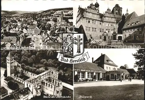 Bad Hersfeld Ringplatz Rathaus Ruine Stiftskirche Kurpark Kat. Bad Hersfeld