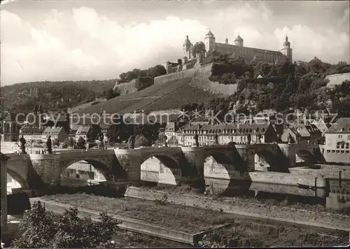 Wuerzburg Alte Mainbruecke und Festung Kat. Wuerzburg